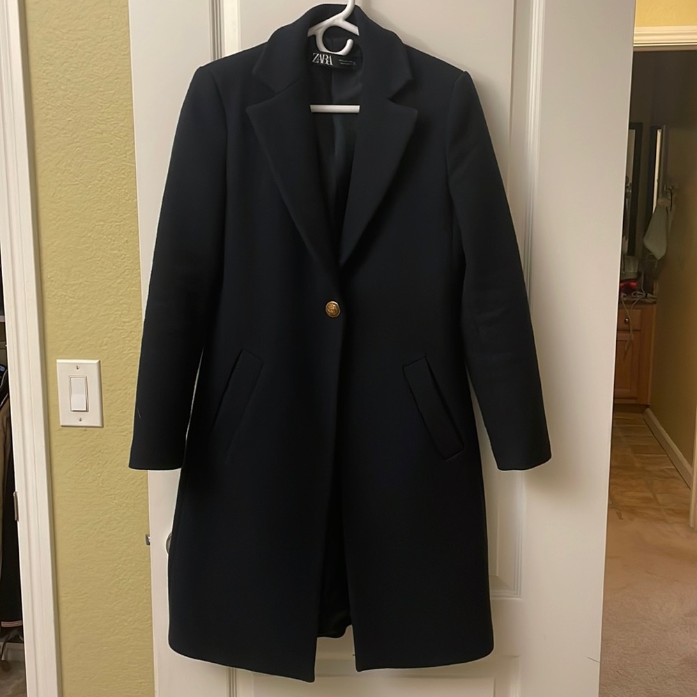 Zara Long Coat in Dark Blue